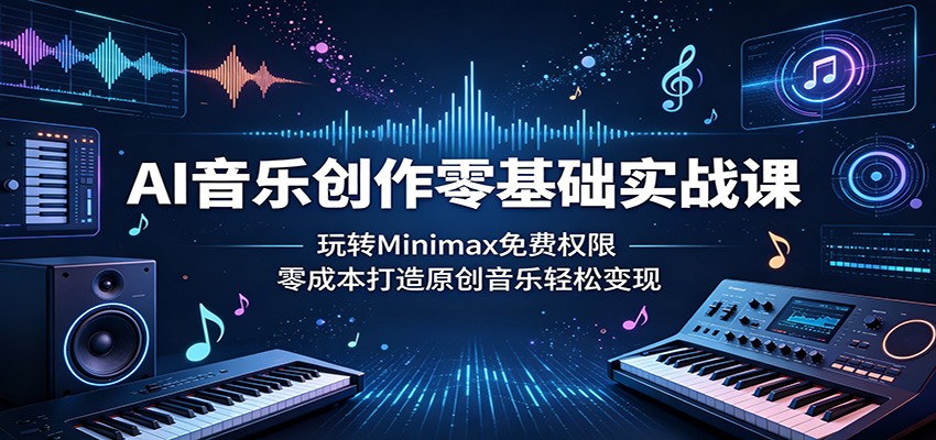 AI音乐创作零基础实战课：玩转Minimax免费权限，零成本打造原创音乐轻松变现-副业网
