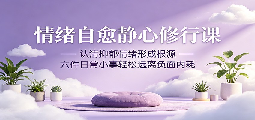 情绪自愈静心修行课：认清抑郁情绪形成根源，六件日常小事轻松远离负面内耗-副业网