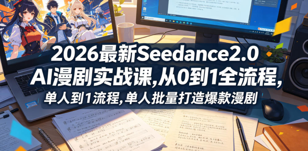 2026最新Seedance2.0 AI漫剧实战课,，从0到1全流程，单人批量打造爆款漫剧-副业网