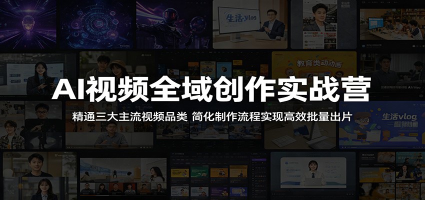 AI视频全域创作实战营：精通三大主流视频品类，简化制作流程实现高效批量出片-副业网