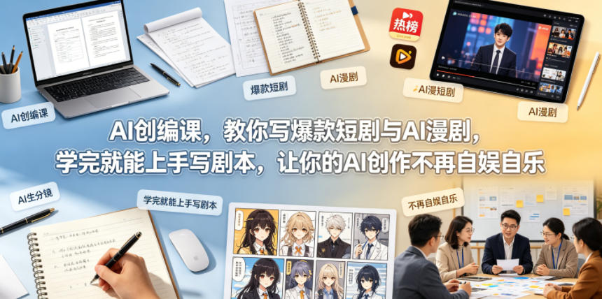 AI创编课，教你写爆款短剧与AI漫剧，学完就能上手写剧本，让你的AI创作不再自娱自乐(更新0521)-副业网