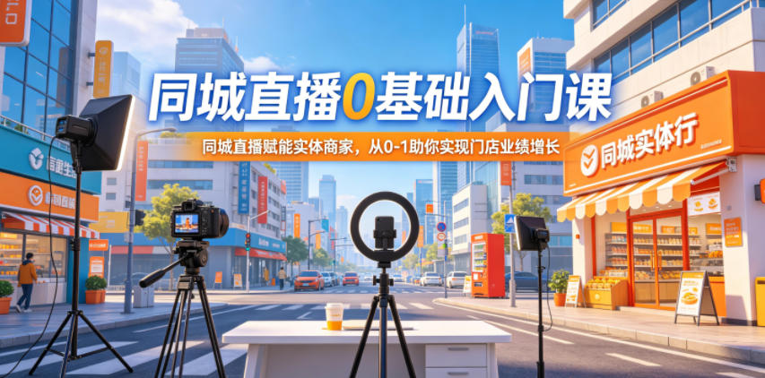 同城直播0基础入门课，同城直播赋能实体商家，从0-1助你实现门店业绩增长-副业网