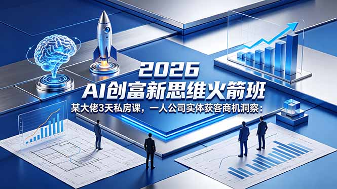 2026 AI 创富新思维火箭班：某大佬3天私房课，一人公司实体获客商机洞察-副业网