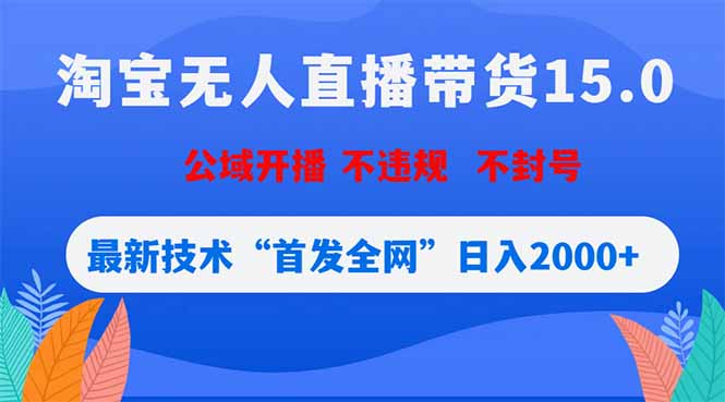 淘宝无人直播带货15.0，不封号，不违规，公域玩法，首发全网日入2000+-副业网