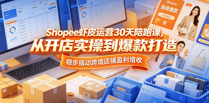 Shopee虾皮运营30天陪跑课,从开店实操到爆款打造,稳步撬动跨境店铺盈利增收-副业网
