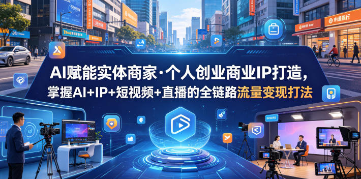 AI赋能实体商家·个人创业商业IP打造，掌握AI+IP+短视频+直播的全链路流量变现打法-副业网