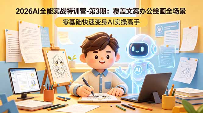 2026AI全能实战特训营-第3期：覆盖文案办公绘画全场景 零基础快速变身AI实操高手-副业网