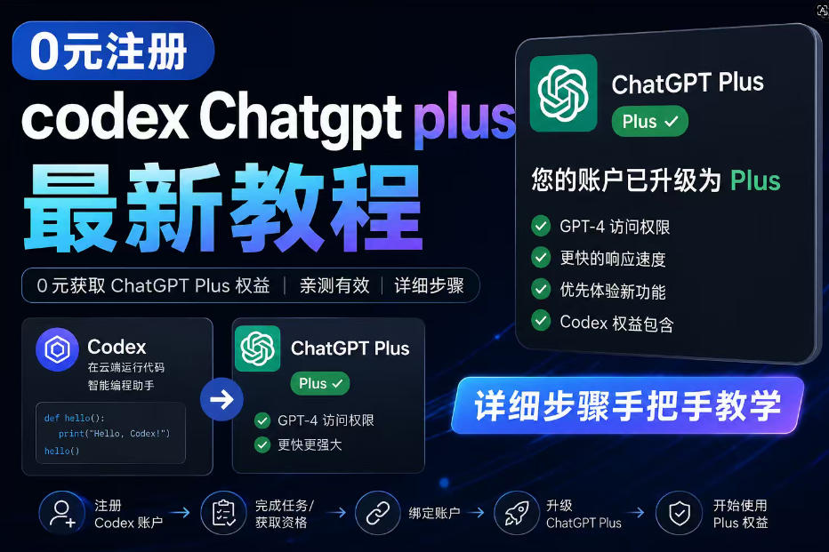 0元全自动注册codex gpt plus最新教程，0元获取GPT Plus权益，手把手详细教学-副业网
