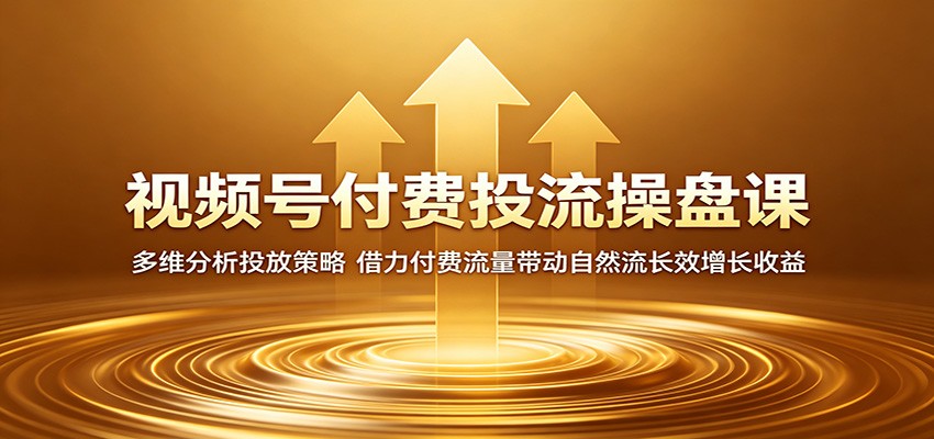视频号付费投流操盘课：多维分析投放策略，借力付费流量带动自然流长效增长收益-副业网