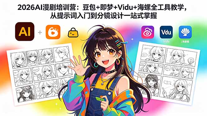 2026AI漫剧培训营：豆包+即梦+Vidu+海螺全工具教学，从提示词入门到分镜设计一站式掌握-副业网