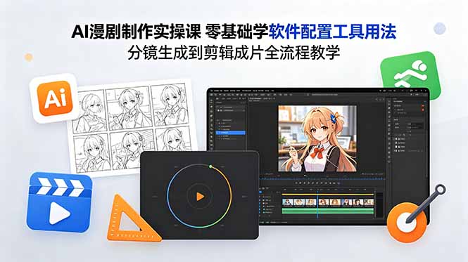 AI漫剧制作实操课 零基础学软件配置工具用法 分镜生成到剪辑成片全流程教学-副业网