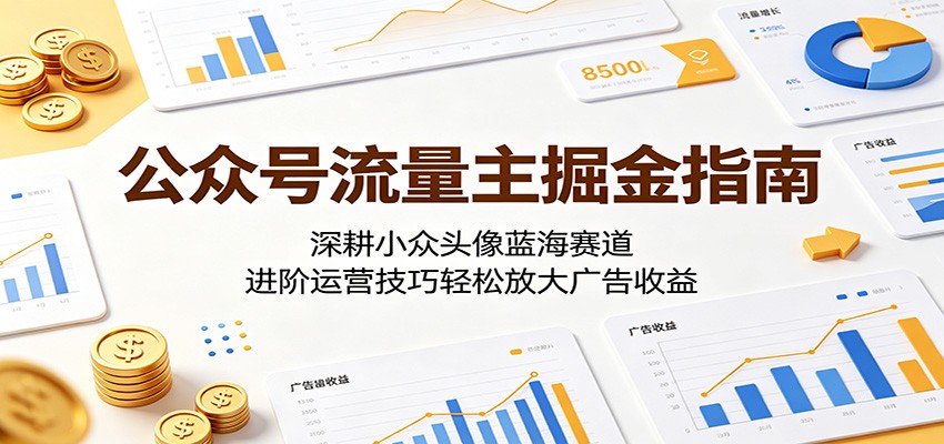 公众号流量主掘金指南：深耕小众头像蓝海赛道，进阶运营技巧轻松放大广告收益-副业网