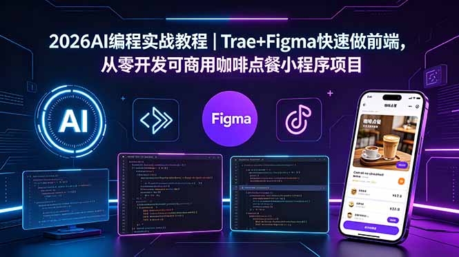 2026AI编程实战教程｜Trae+Figma快速做前端，从零开发可商用咖啡点餐小程序项目-副业网