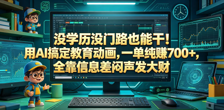 没学历没门路也能干！用AI搞定教育动画，一单纯賺700+，全靠信息差闷声发大财【揭秘】-副业网