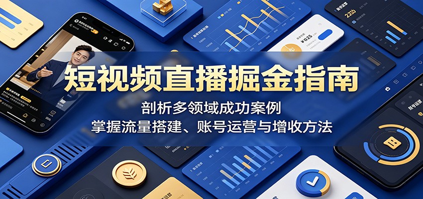 短视频直播掘金指南：剖析多领域成功案例，掌握流量搭建、账号运营与增收方法-副业网