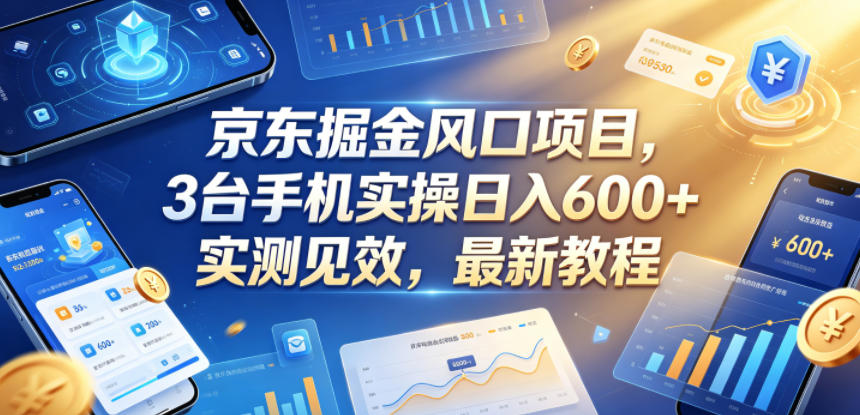 京东掘金风口项目,3台手机实操日入600+,实测见效,最新教程【揭秘】-副业网