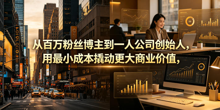从百万粉丝博主到一人公司创始人,用最小成本撬动更大商业价值-副业网