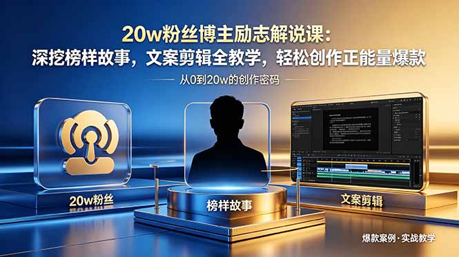 20w粉丝博主励志解说课：深挖榜样故事，文案剪辑全教学，轻松创作正能量爆款-副业网