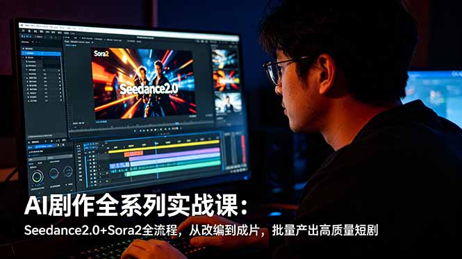 AI剧作全系列实战课：Seedance2.0+Sora2全流程，从改编到成片，批量产出高质量短剧-副业网