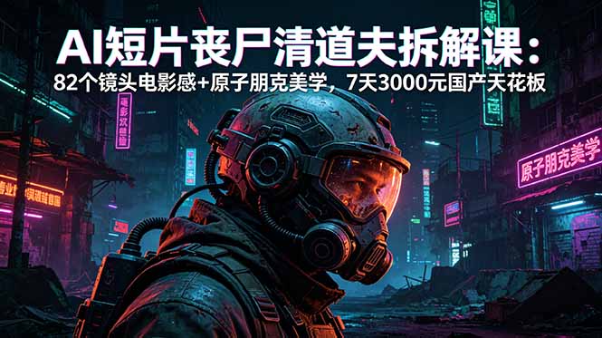 AI短片《丧尸清道夫》拆解课：82个镜头电影感+原子朋克美学，7天3000元国产天花板-副业网