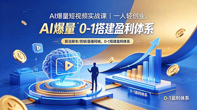 AI爆量短视频实战课｜一人轻创业，算法脚本剪辑直播同城，0-1搭建盈利体系-副业网