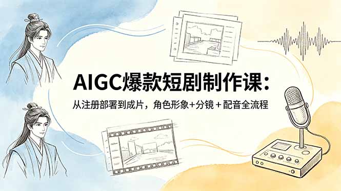 AIGC爆款短剧制作课：从注册部署到成片，角色形象+分镜+配音全流程-副业网