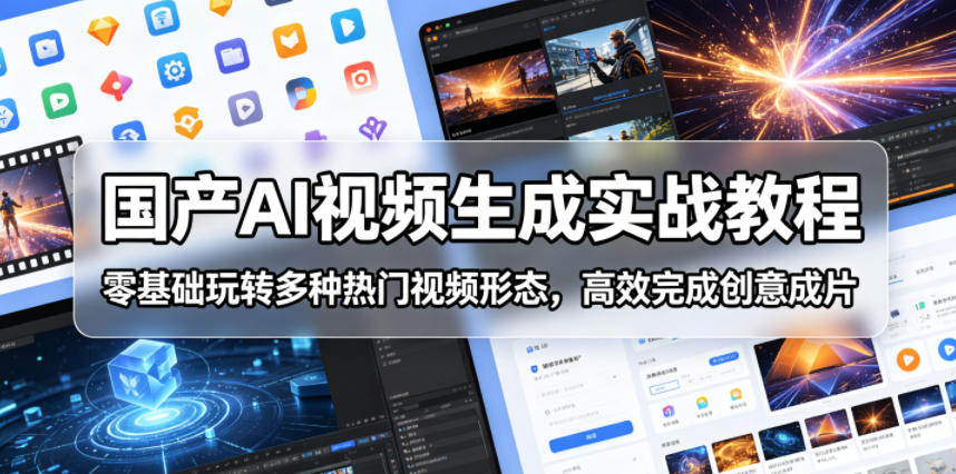 国产AI视频生成实战教程,零基础玩转多种热门视频形态,高效完成创意成片-副业网