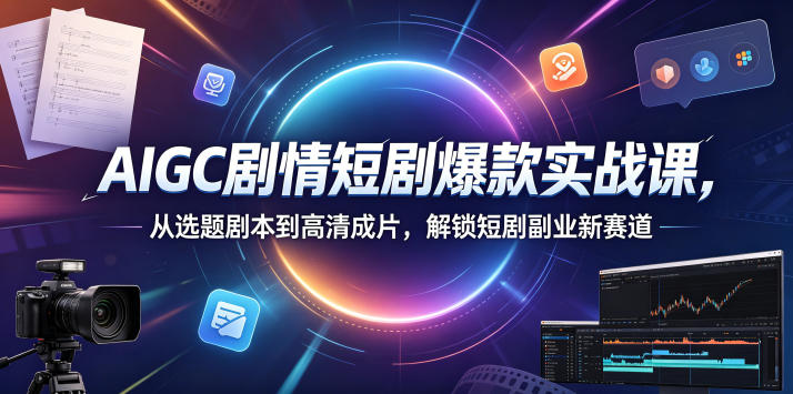 AIGC剧情短剧爆款实战课，从选题剧本到高清成片，解锁短剧副业新赛道-副业网