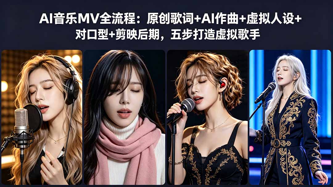 AI音乐MV全流程:原创歌词+AI作曲+虚拟人设+对口型+剪映后期,五步打造虚拟歌手-副业网
