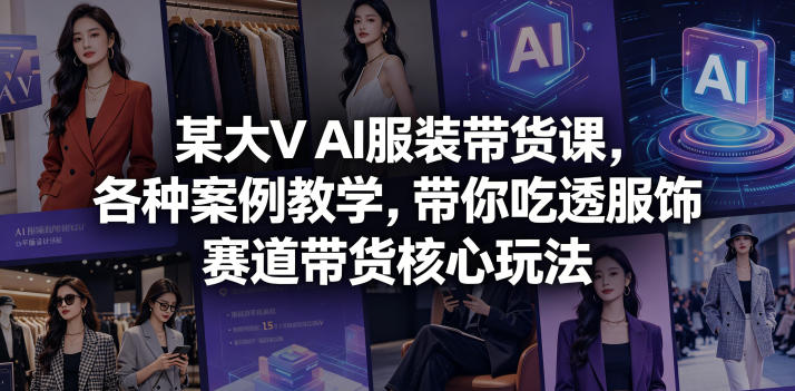 某大V AI服装带货课，各种案例教学，带你吃透服饰赛道带货核心玩法-副业网
