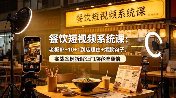 餐饮短视频系统课:老板IP+10+1到店理由+爆款钩子,实战案例拆解让门店客流翻倍-副业网