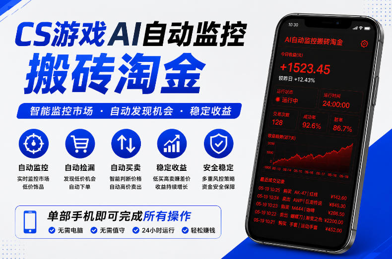CS游戏AI自动监控搬砖淘金,稳定运行多年,支持任何形式验证,日入300+【揭秘】-副业网
