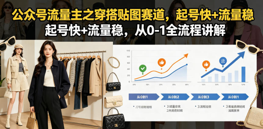 公众号流量主之穿搭贴图赛道,起号快+流量稳,从0-1全流程讲解-副业网