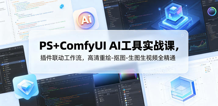 PS+ComfyUI AI工具实战课,插件联动工作流,高清重绘-抠图-生图生视频全精通-副业网