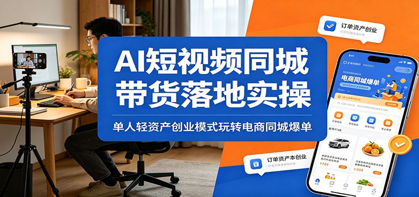 AI短视频同城带货落地实操:单人轻资产创业模式玩转电商同城爆单-副业网