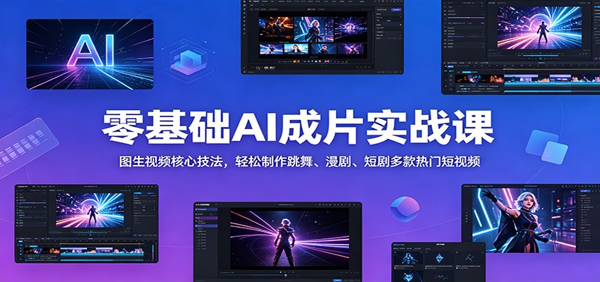 零基础AI成片实战课:图生视频核心技法,轻松制作跳舞、漫剧、短剧多款热门短视频-副业网