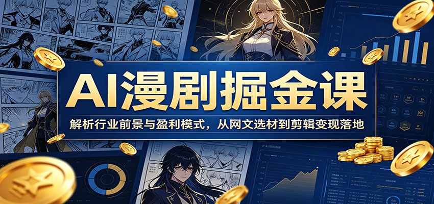 AI漫剧掘金课:解析行业前景与盈利模式,从网文选材到剪辑变现落地-副业网