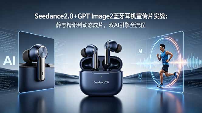 Seedance2.0+GPT Image2蓝牙耳机宣传片实战:静态精修到动态成片,双AI引擎全流程-副业网