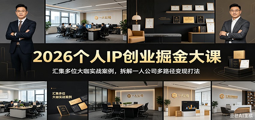2026个人IP创业掘金大课:汇集多位大咖实战案例,拆解一人公司多路径变现打法-副业网