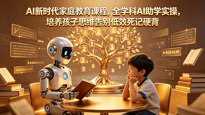 AI新时代家庭教育课程，全学科AI助学实操，培养孩子思维告别低效死记硬背-副业网
