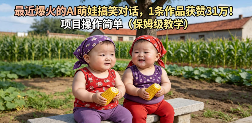 最近爆火的AI萌娃搞笑对话，1条作品获赞31W，项目操作简单(保姆级教学)-副业网