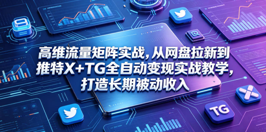 高维流量矩阵实战,从网盘拉新到推特X+TG全自动变现实战教学,打造长期被动收入-副业网