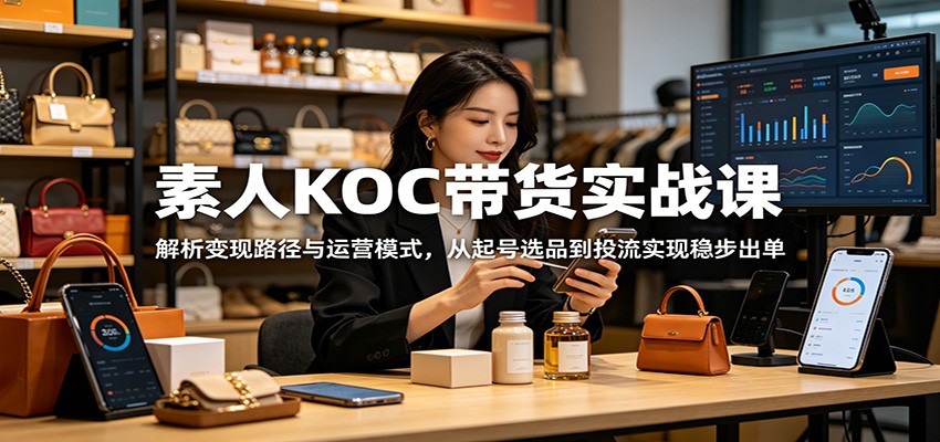 素人KOC带货实战课：解析变现路径与运营模式，从起号选品到投流实现稳步出单-副业网