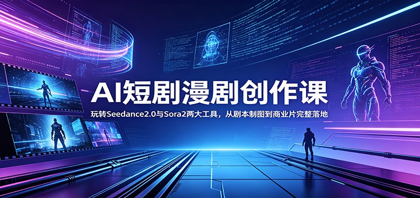 AI短剧漫剧创作课:玩转Seedance2.0与 Sora2两大工具,从剧本制图到商业片完整落地-副业网