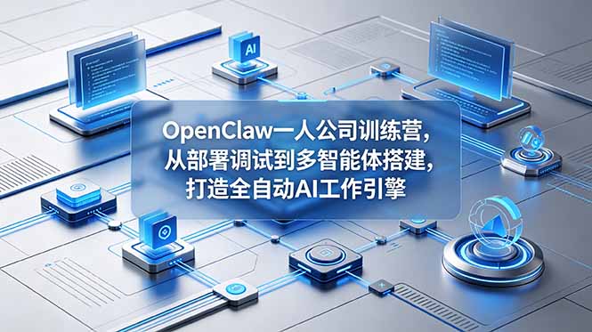 OpenClaw 一人公司训练营，从部署调试到多智能体搭建，打造全自动 AI 工作引擎-副业网
