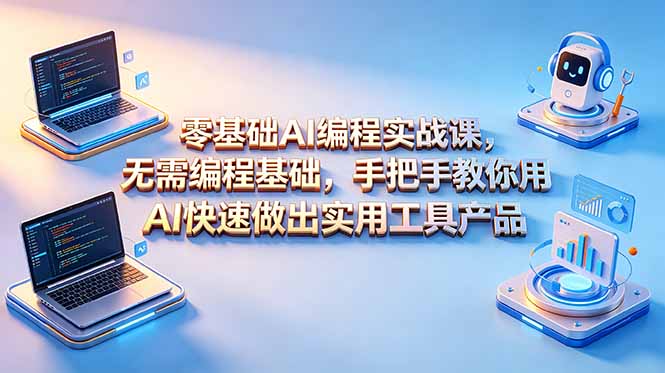 零基础AI编程实战课-更新，无需编程基础，手把手教你用AI快速做出实用工具产品-副业网
