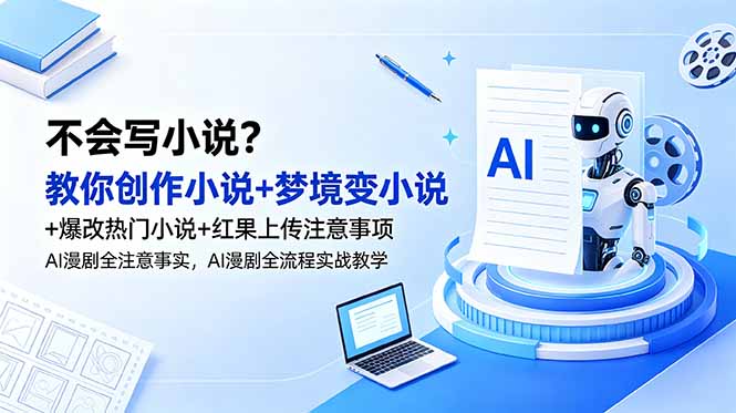 不会写小说？教你创作小说+梦境变小说+爆改热门小说+红果上传注意事项，AI漫剧全流程实战教学-副业网