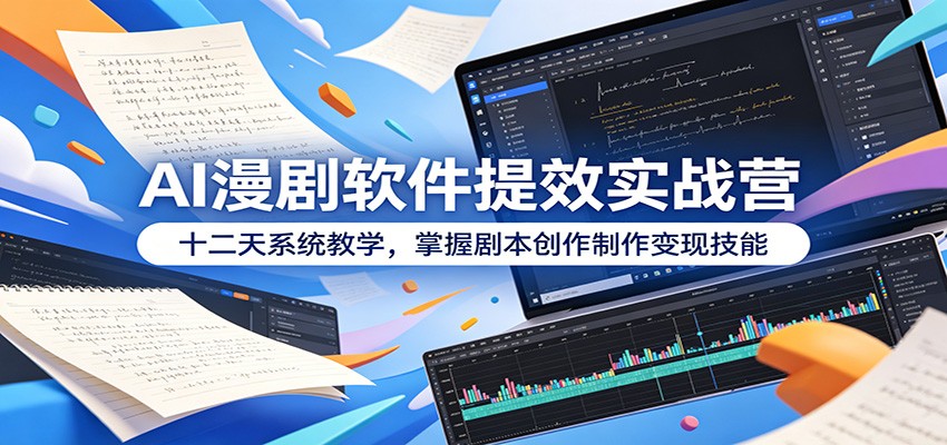 AI漫剧软件提效实战营:十二天系统教学,掌握剧本创作制作变现技能-副业网