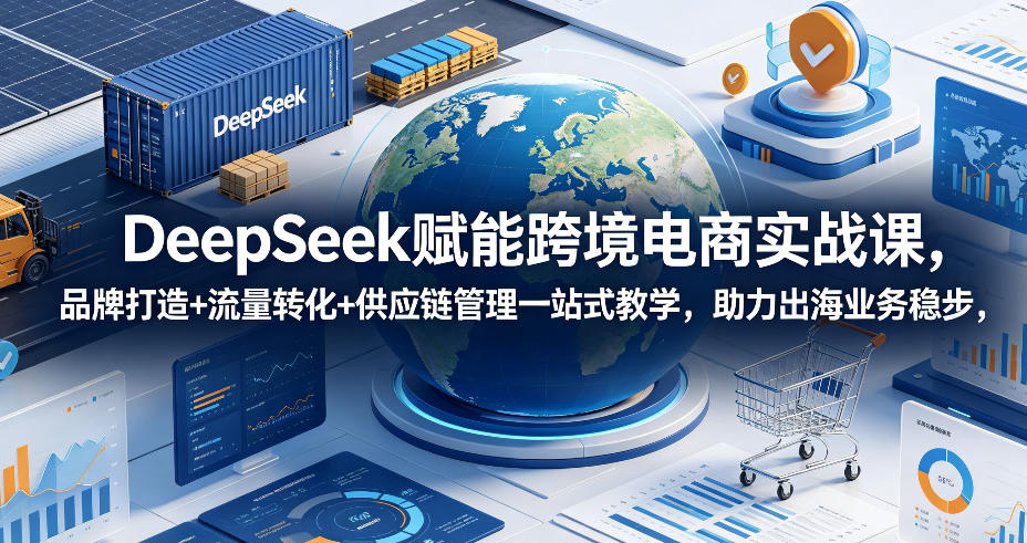 DeepSeek赋能跨境电商实战课，品牌打造+流量转化+供应链管理一站式教学，助力出海业务稳步发展-副业网