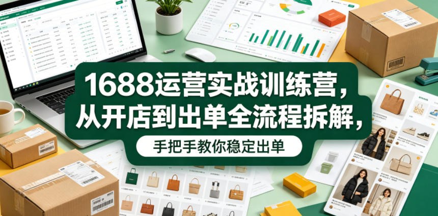 1688运营实战训练营，从开店到出单全流程拆解，手把手教你稳定出单-副业网